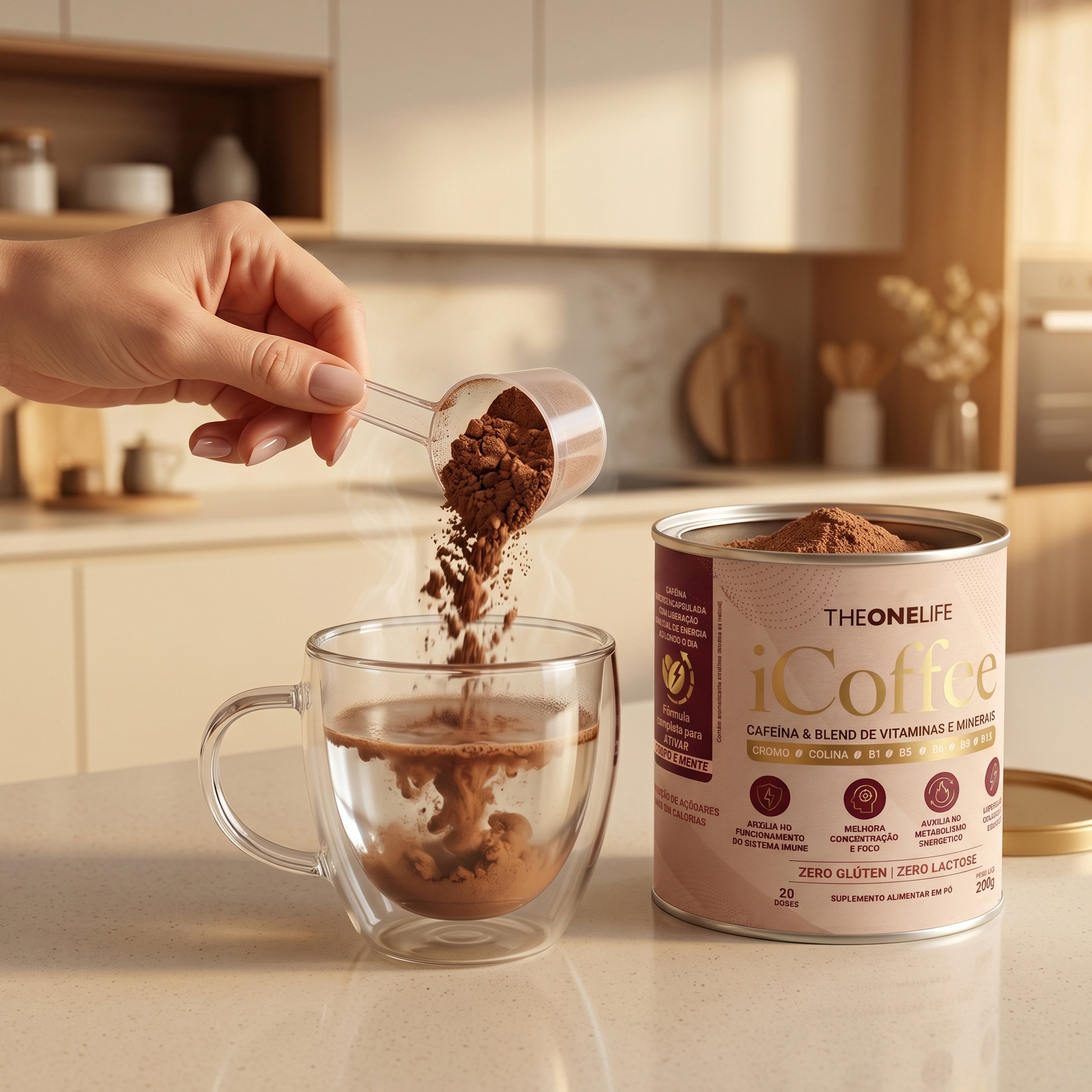 iCOFFEE - Sabor: Chocolate Belga, 200g - The One Life